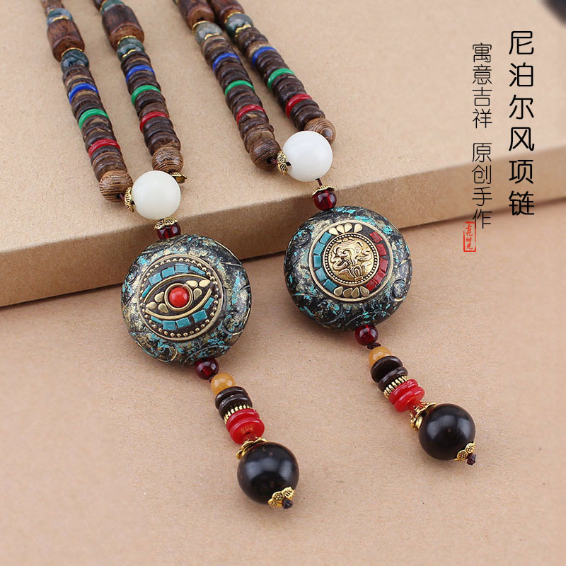 Women Accessories Nepal - Nepal naszyjnik sweter łańcuszek drewniane koraliki