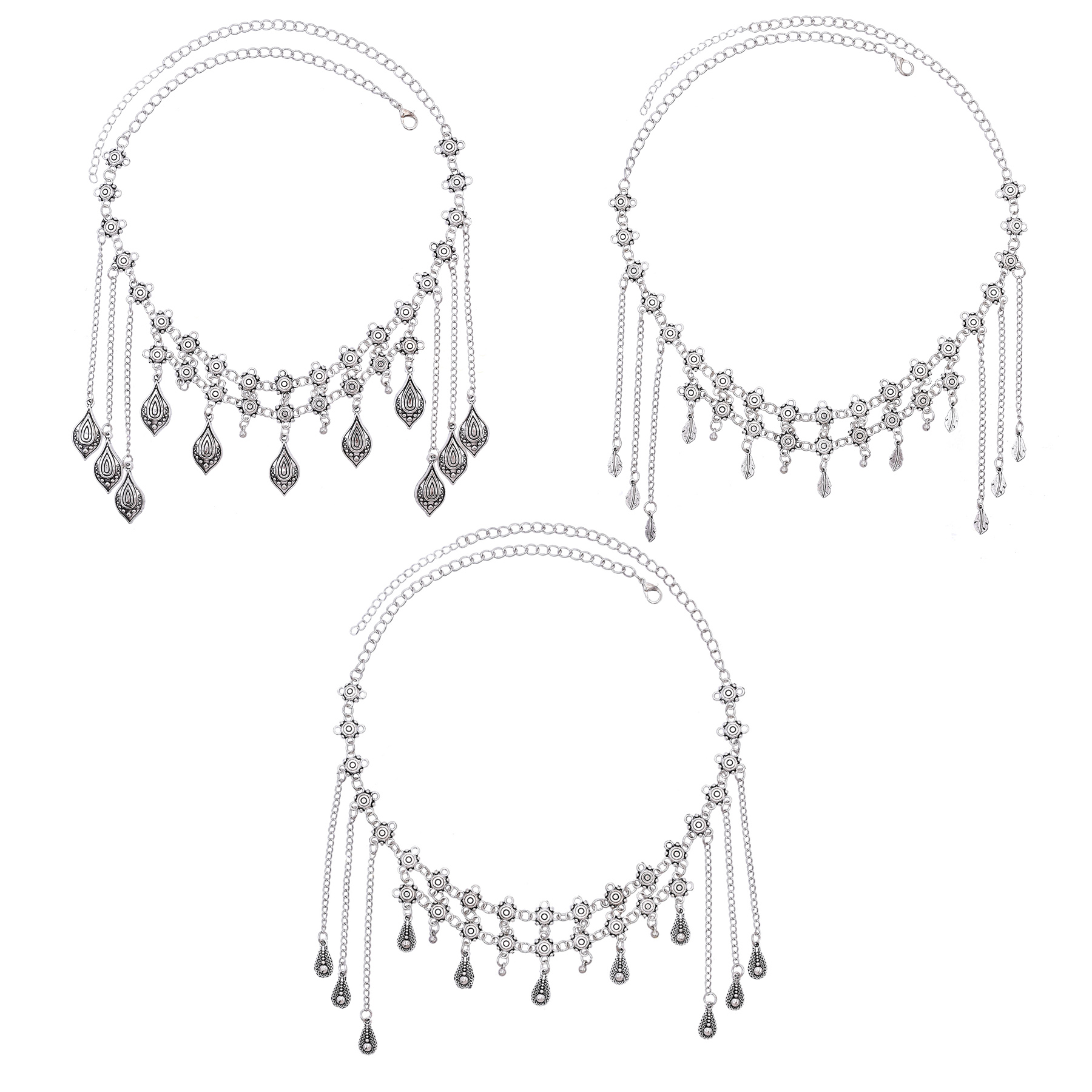 Women Accessories Nepal - Vintage Srebrny Stop Długi Łańcuszek z