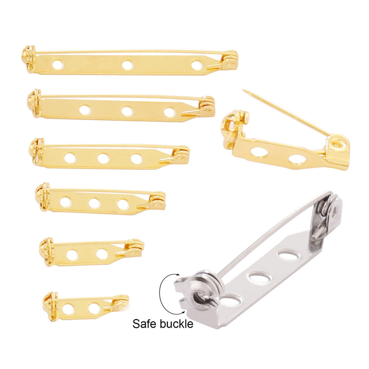 Brooch Pin Gold - 10 szt. Baza klipsu do broszki