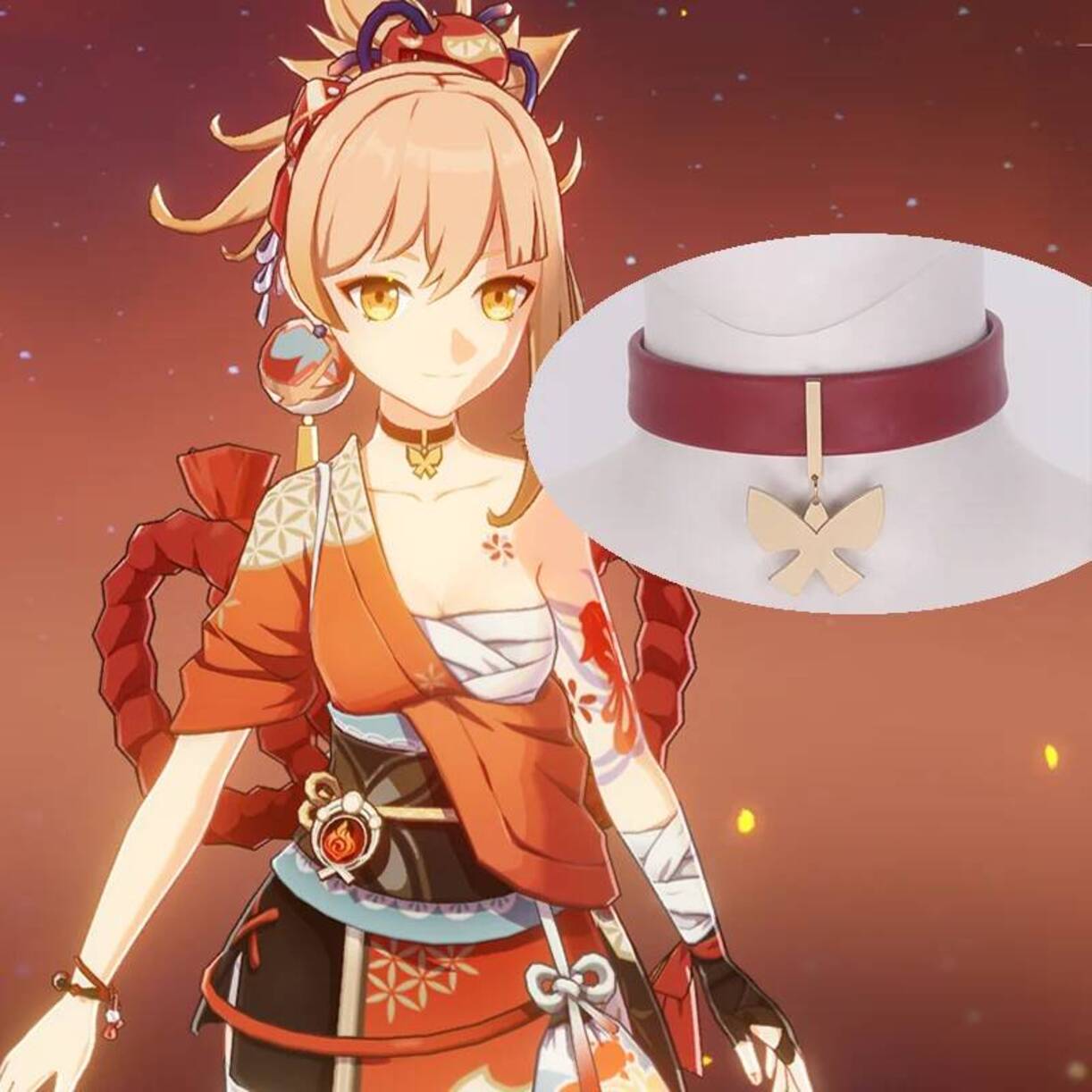 Queen Accessories - Naszyjnik Genshin Impact Yoimiya, choker, łańcuszek,