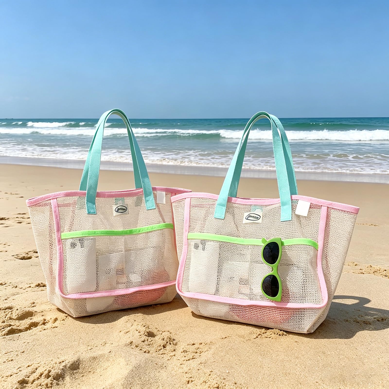 Women'S Accessories - Torby plażowe damskie, kolorowe, składane, siatkowe