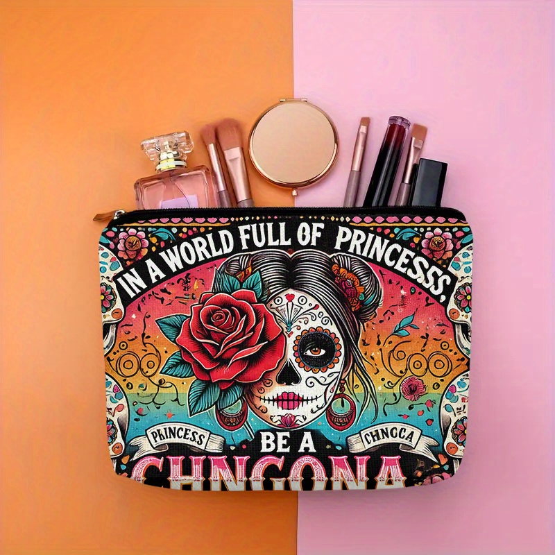 Women Accessories Pouch - Kosmetyczka z motywem kwiatów i czaszek
