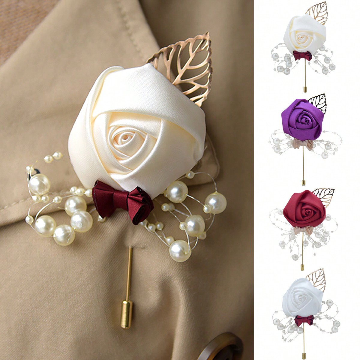 1 sztuka butonierki ślubnej z  – Brooch Pin Gold recenzja i cena